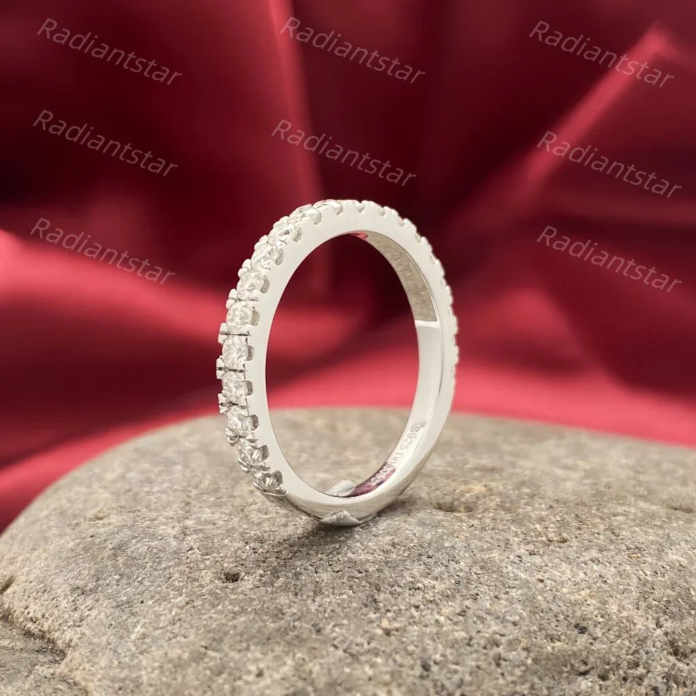 NEW 2mm Moissanite 3/4 Eternity Pave Band Ring